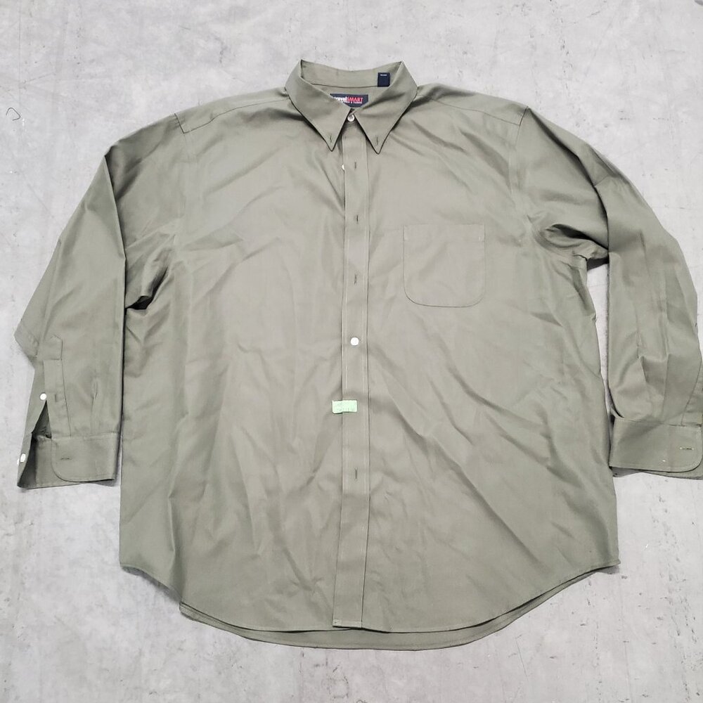 Roundtree & Yorke TravelSmart Mens XXL Olive Dress Shirt Front Right Side Pocket
